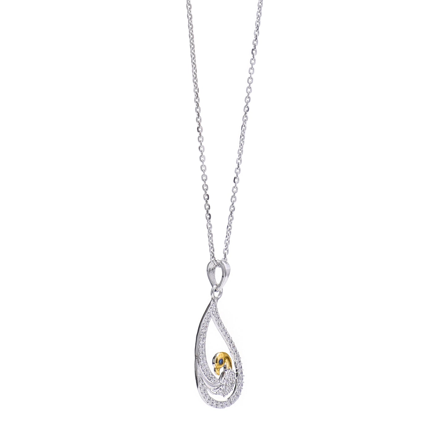 Crystal Tail Peacock 925 Sterling Silver Pendant