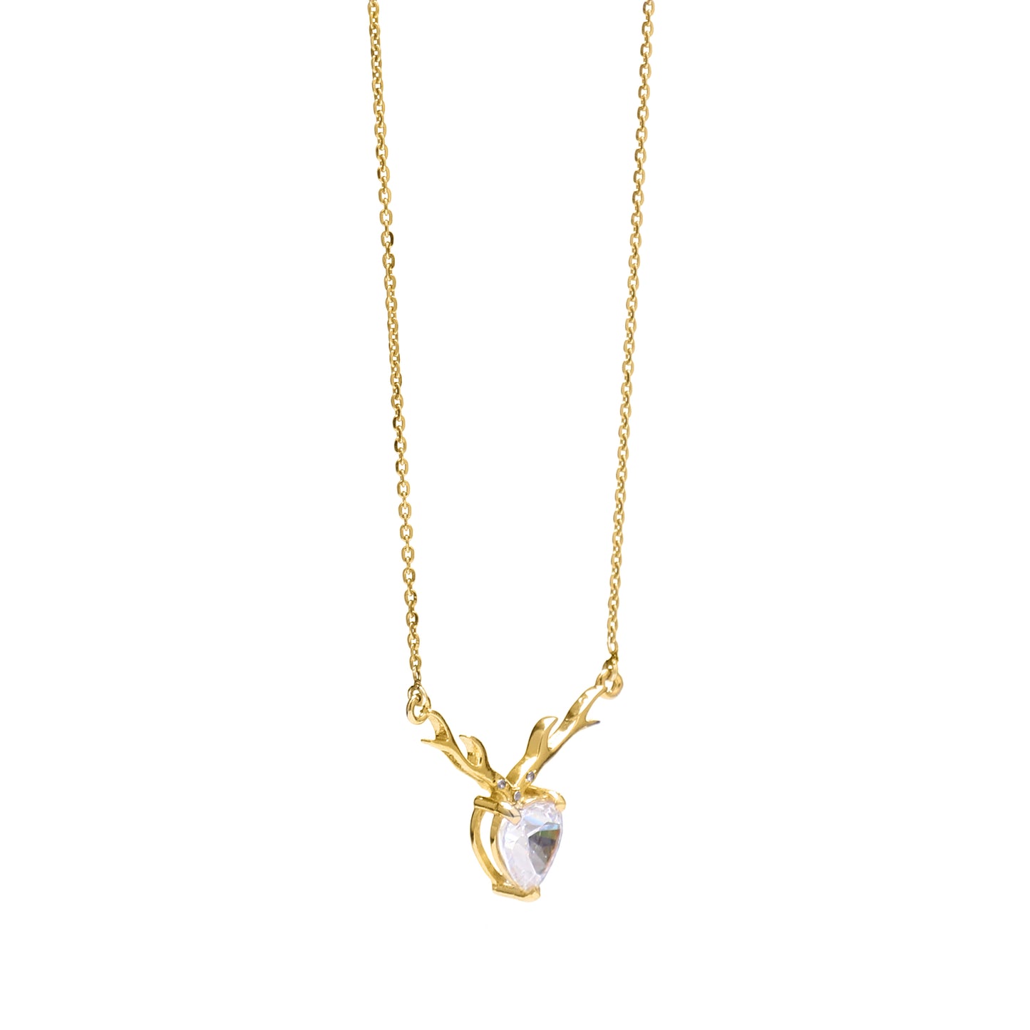 Heart Crystal Antler 925 Sterling Silver Pendant