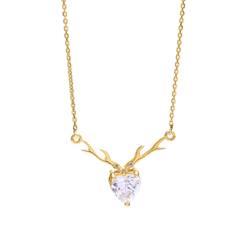 Heart Crystal Antler 925 Sterling Silver Pendant