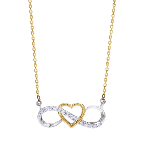 Zircon Studded Infinity Heart 925 Sterling Silver Pendant