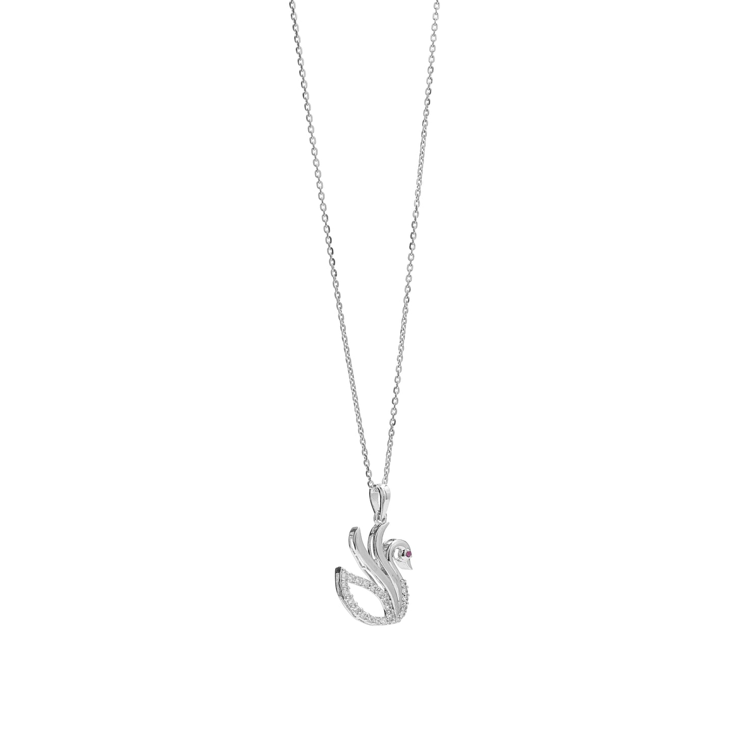 Crystalline Swan of Stillness 925 Sterling Silver Pendant