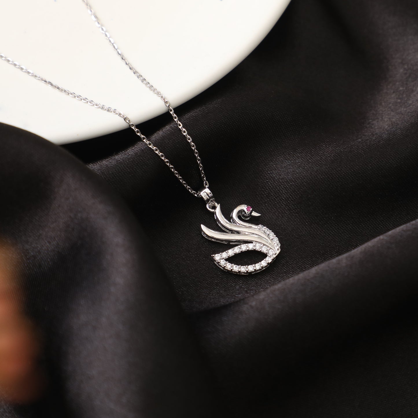 Crystalline Swan of Stillness 925 Sterling Silver Set