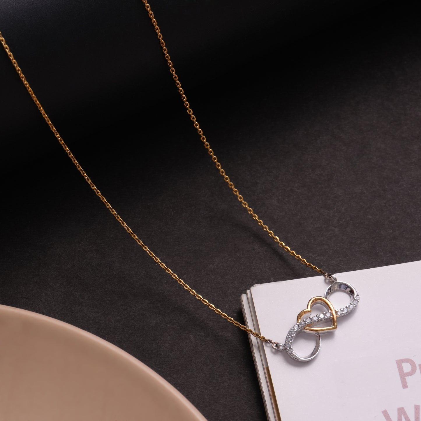 Zircon Studded Infinity Heart 925 Sterling Silver Pendant