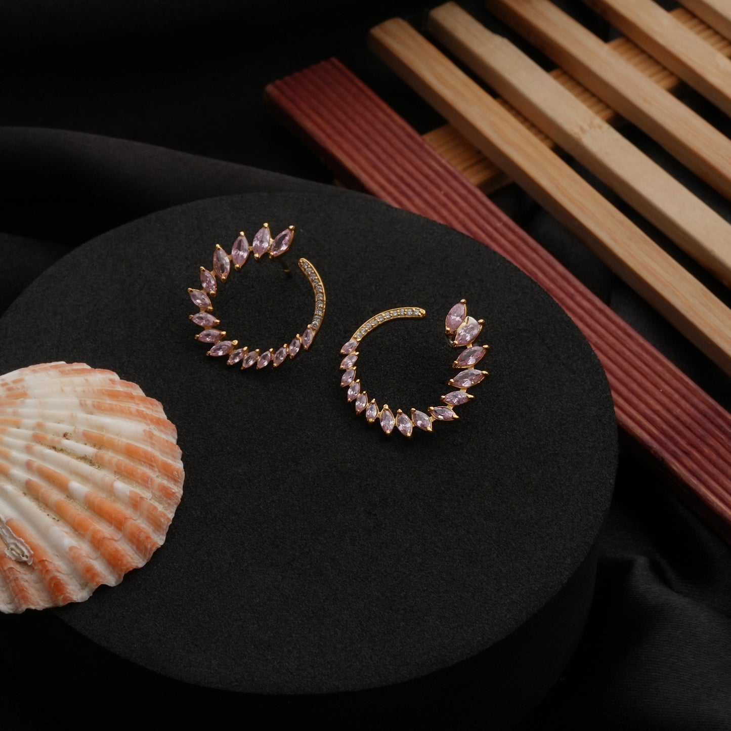 Crescent Pink 925 Sterling Silver Earrings