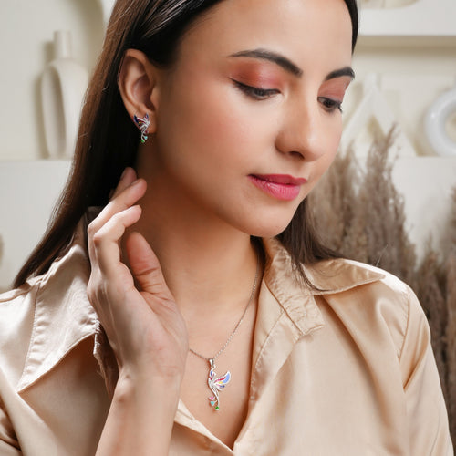 Rainbow Plumage 925 Sterling Silver Set