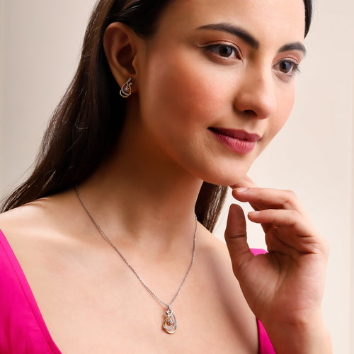 Dangling Drop 925 Sterling Silver Pendant Set
