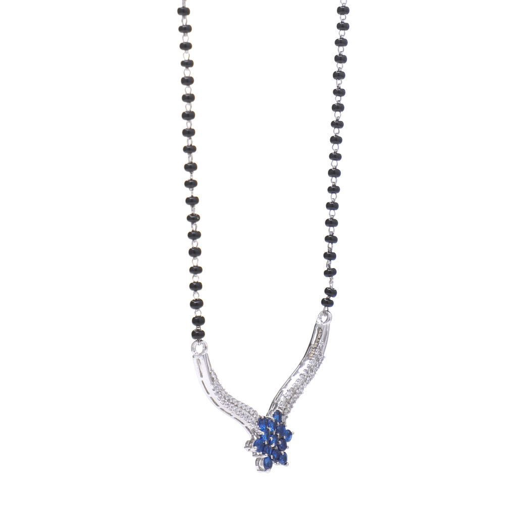 Blue Floral Centerpiece 925 Sterling Silver Mangalsutra