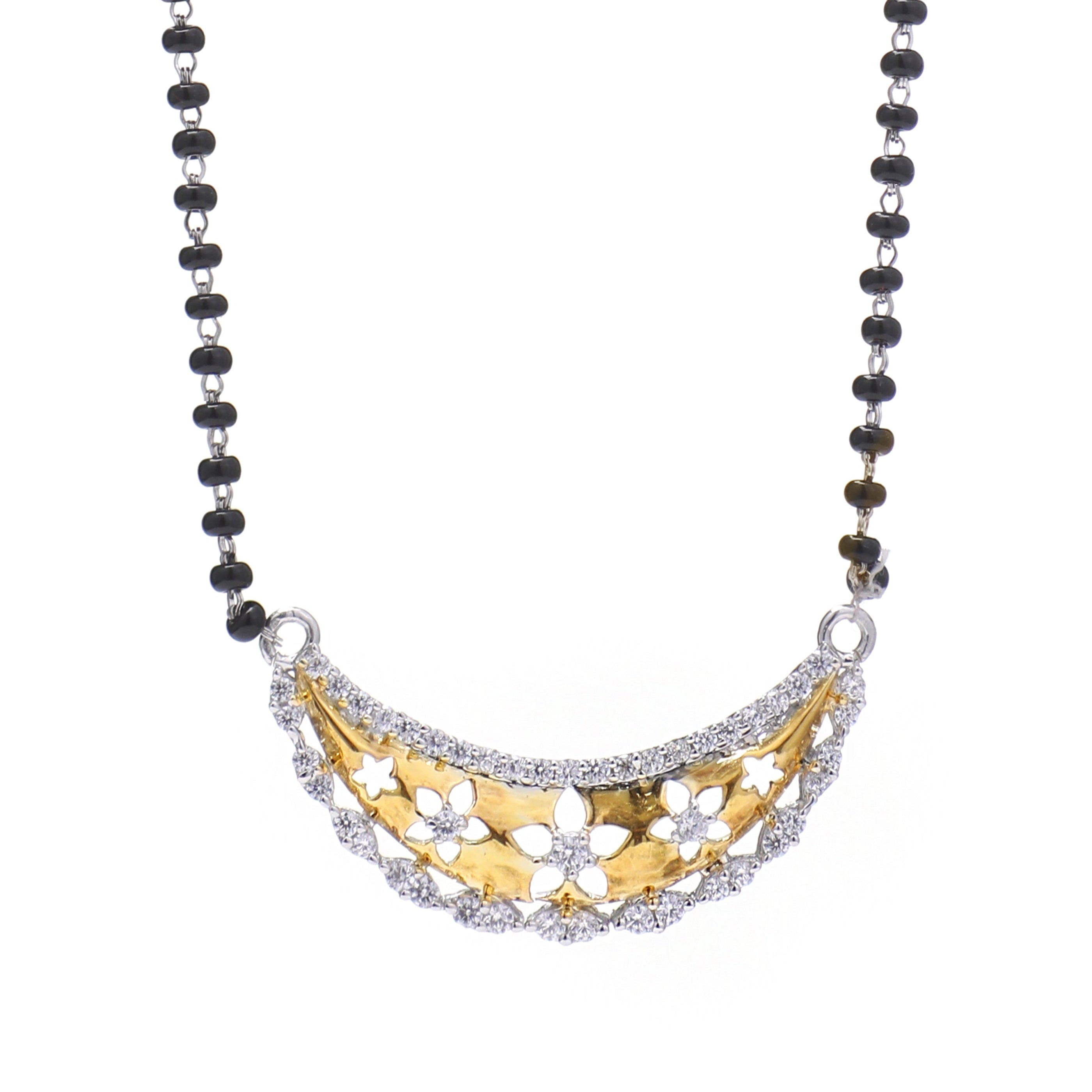 Floral Cut 925 Sterling Silver Mangalsutra