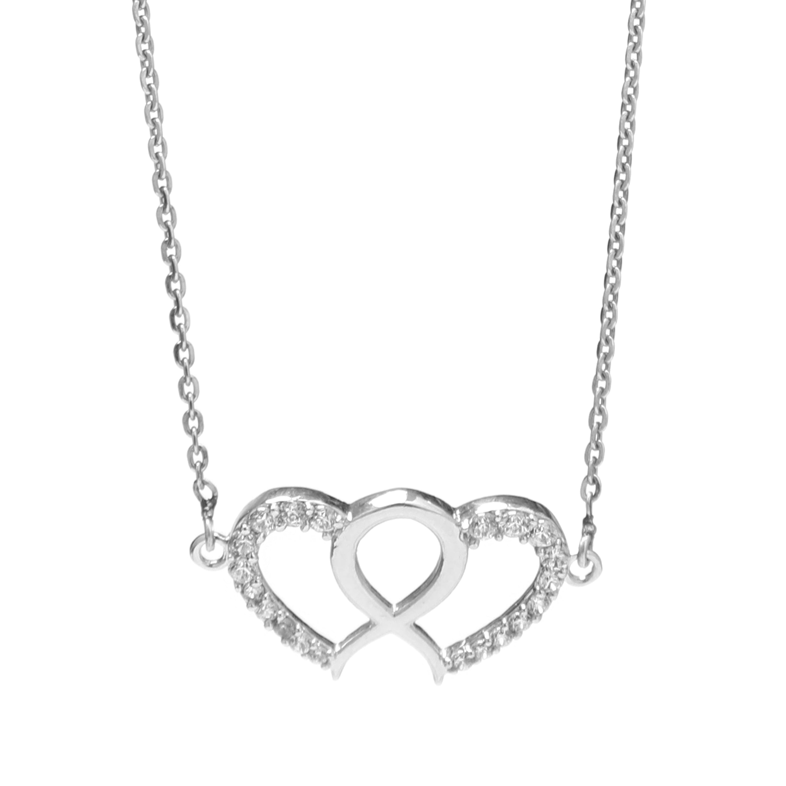 Interlinked Twin Heart 925 Sterling Silver Pendant