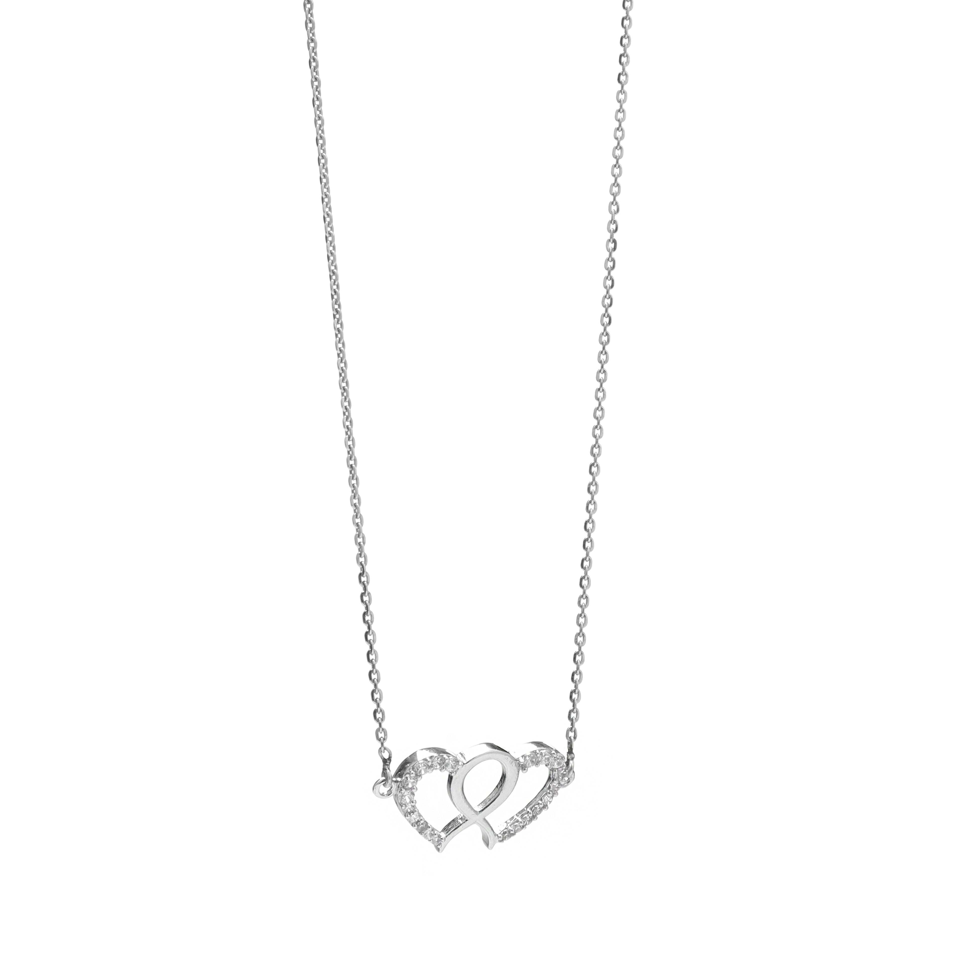 Interlinked Twin Heart 925 Sterling Silver Pendant