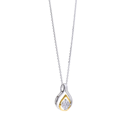 Two Tone Teardrop 925 Sterling Silver Pendant