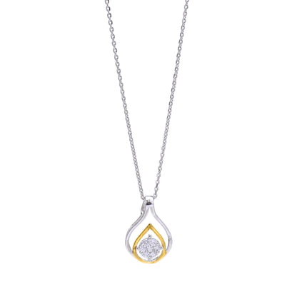 Two Tone Teardrop 925 Sterling Silver Pendant