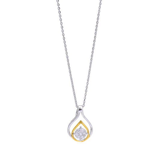 Two Tone Teardrop 925 Sterling Silver Pendant