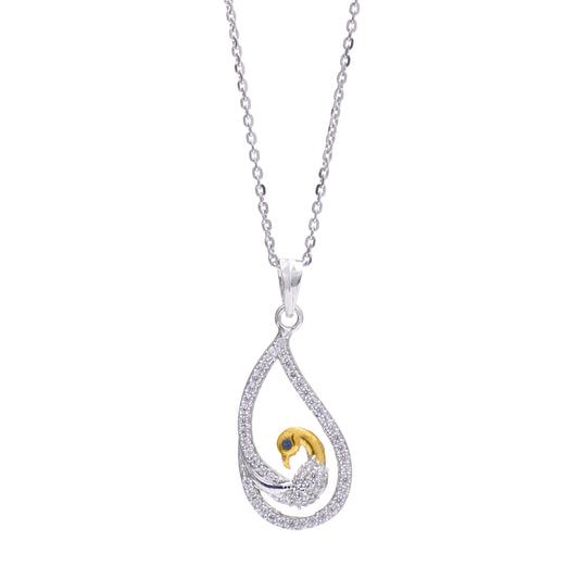 Crystal Tail Peacock 925 Sterling Silver Pendant