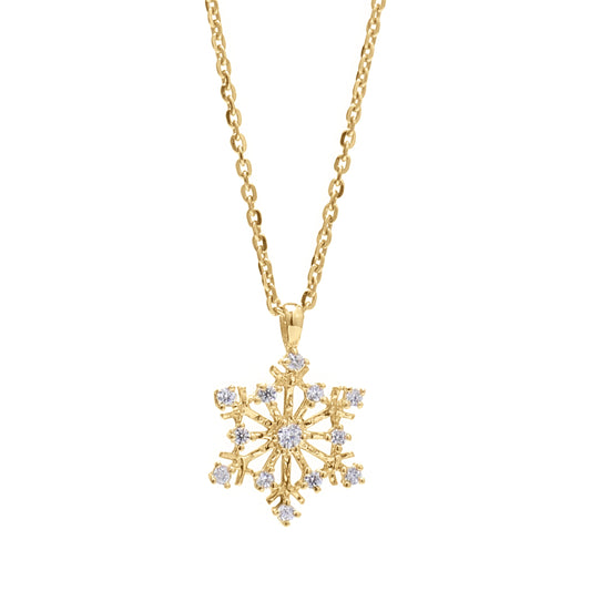 Crystal Shine Snowflake 925 Sterling Silver Pendant
