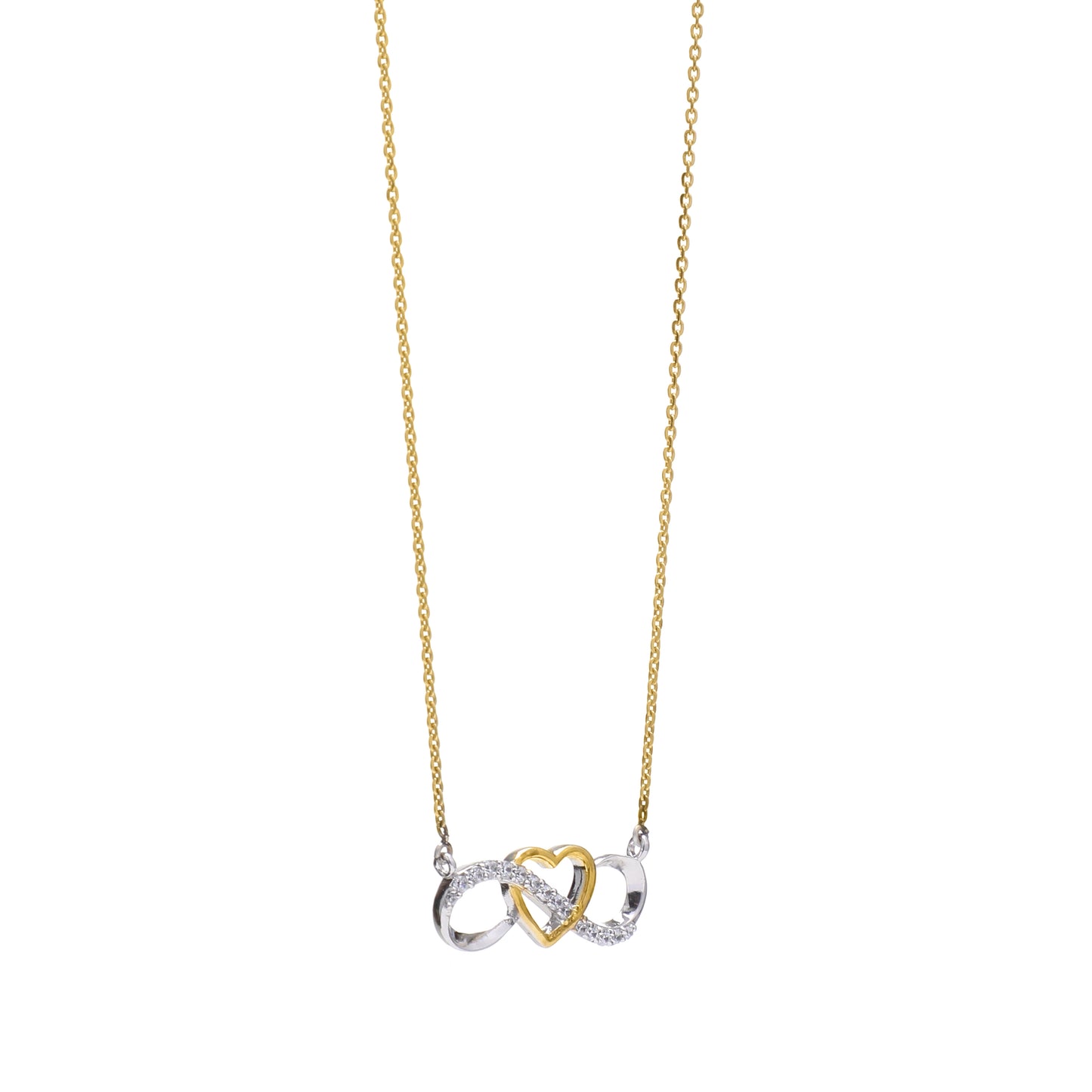 Zircon Studded Infinity Heart 925 Sterling Silver Pendant