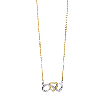 Zircon Studded Infinity Heart 925 Sterling Silver Pendant
