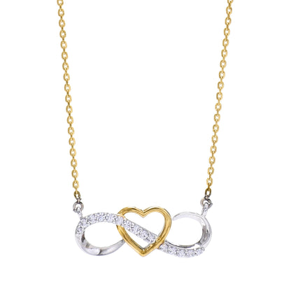 Zircon Studded Infinity Heart 925 Sterling Silver Pendant