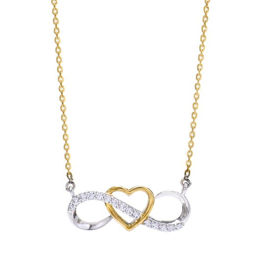 Zircon Studded Infinity Heart 925 Sterling Silver Pendant