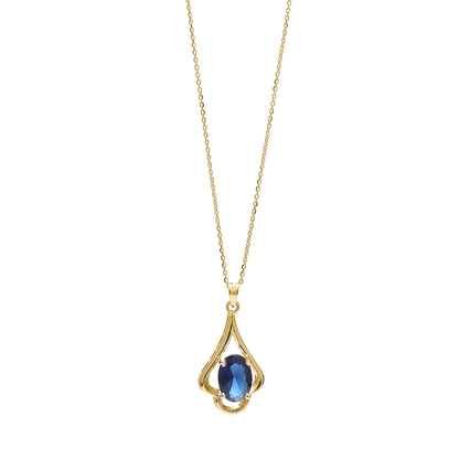 Blue Crystal Charm 925 Sterling Silver Pendant Set