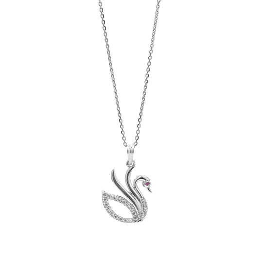Crystalline Swan of Stillness 925 Sterling Silver Pendant