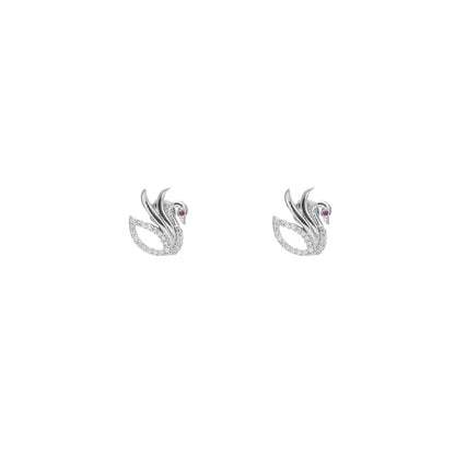 Crystalline Swan of Stillness 925 Sterling Silver Earrings