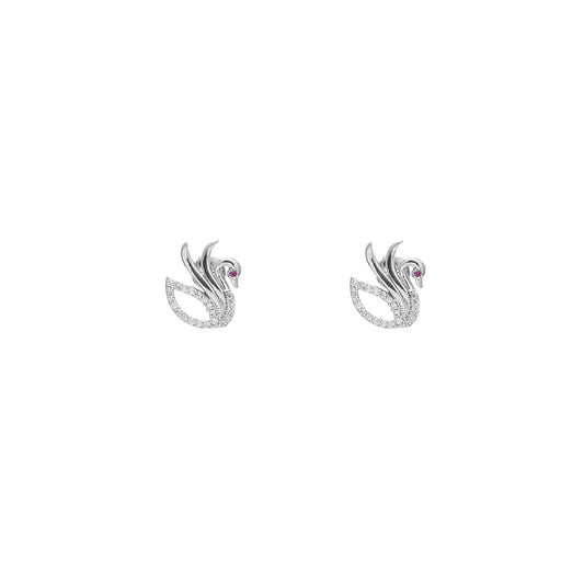 Crystalline Swan of Stillness 925 Sterling Silver Earrings