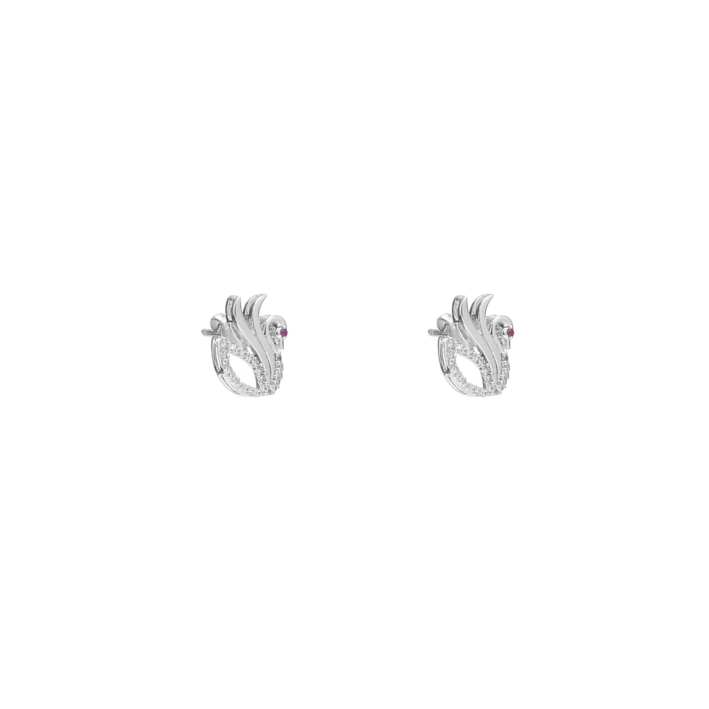 Crystalline Swan of Stillness 925 Sterling Silver Earrings