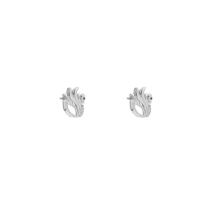 Crystalline Swan of Stillness 925 Sterling Silver Earrings