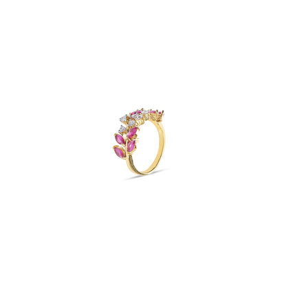 Crimson Regal Petal 925 Sterling Silver Ring