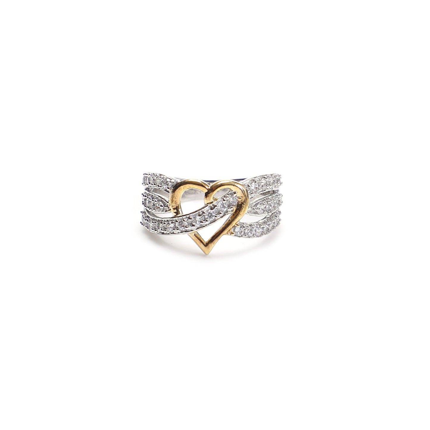 Aligned Heartset Line 925 Sterling Silver Ring