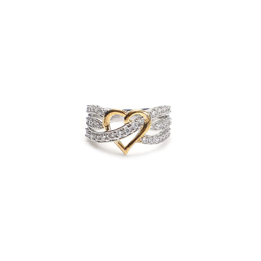 Aligned Heartset Line 925 Sterling Silver Ring