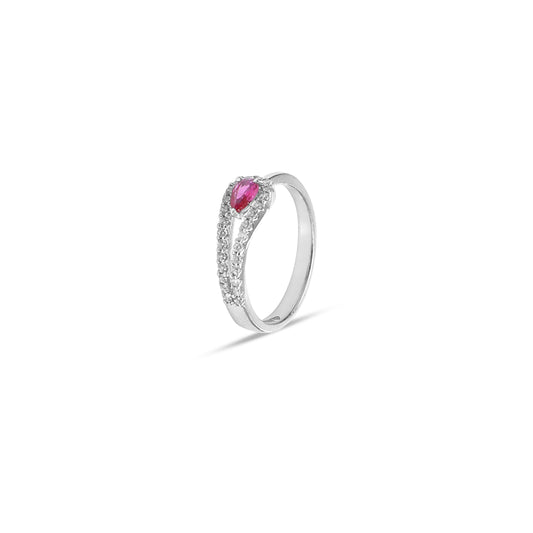 Crimson Stone Framed 925 Sterling Silver Ring