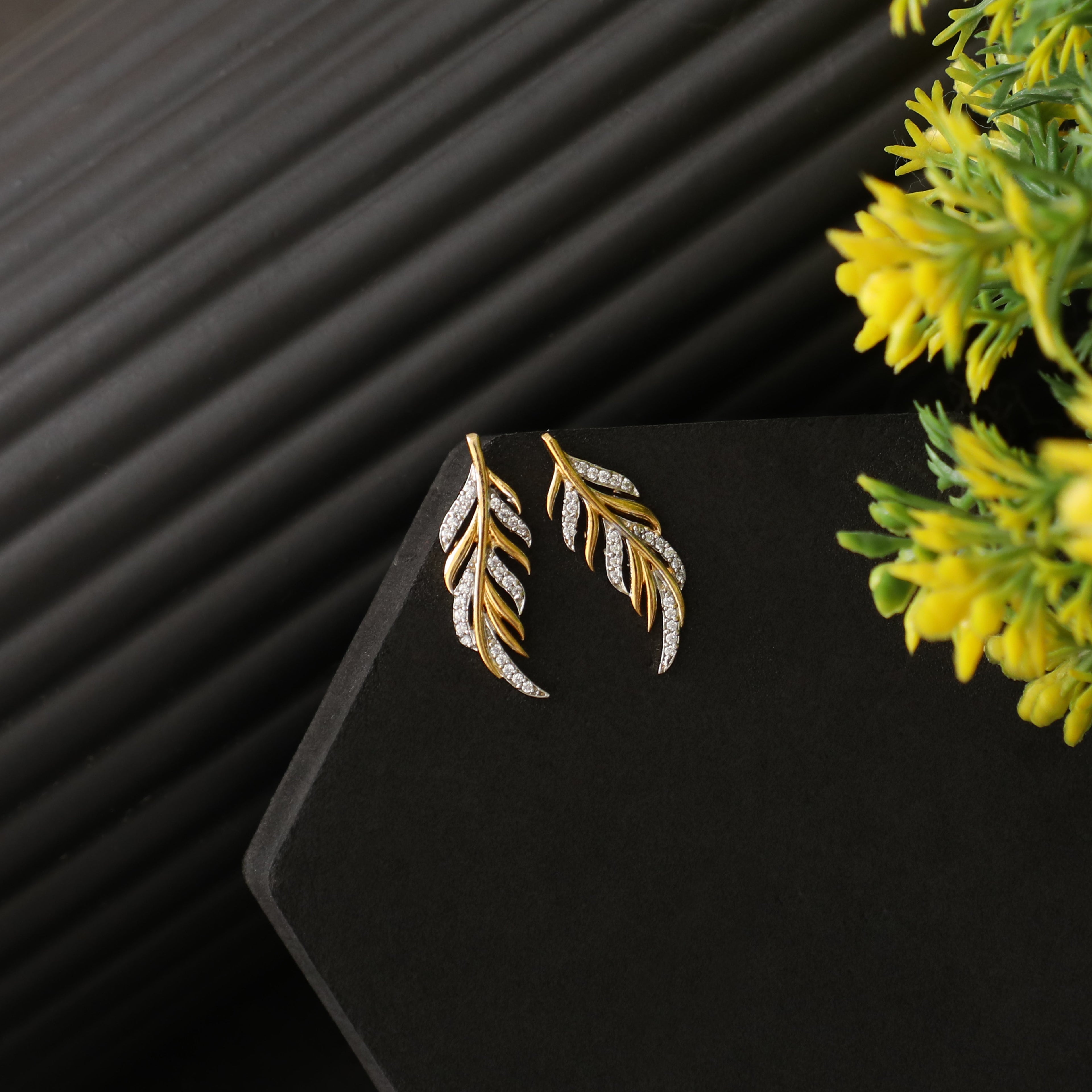 Feather Leaf 925 Sterling Silver Earrings