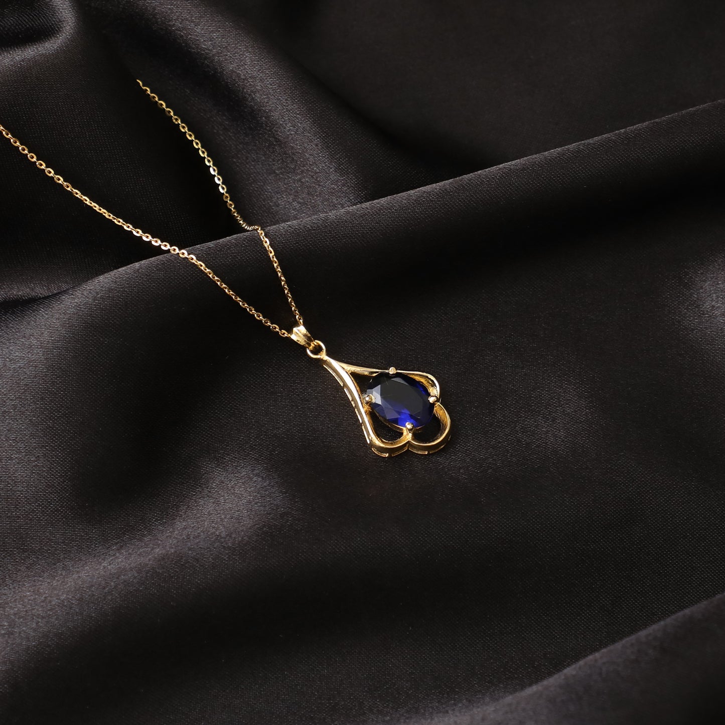 Blue Crystal Charm 925 Sterling Silver Pendant Set