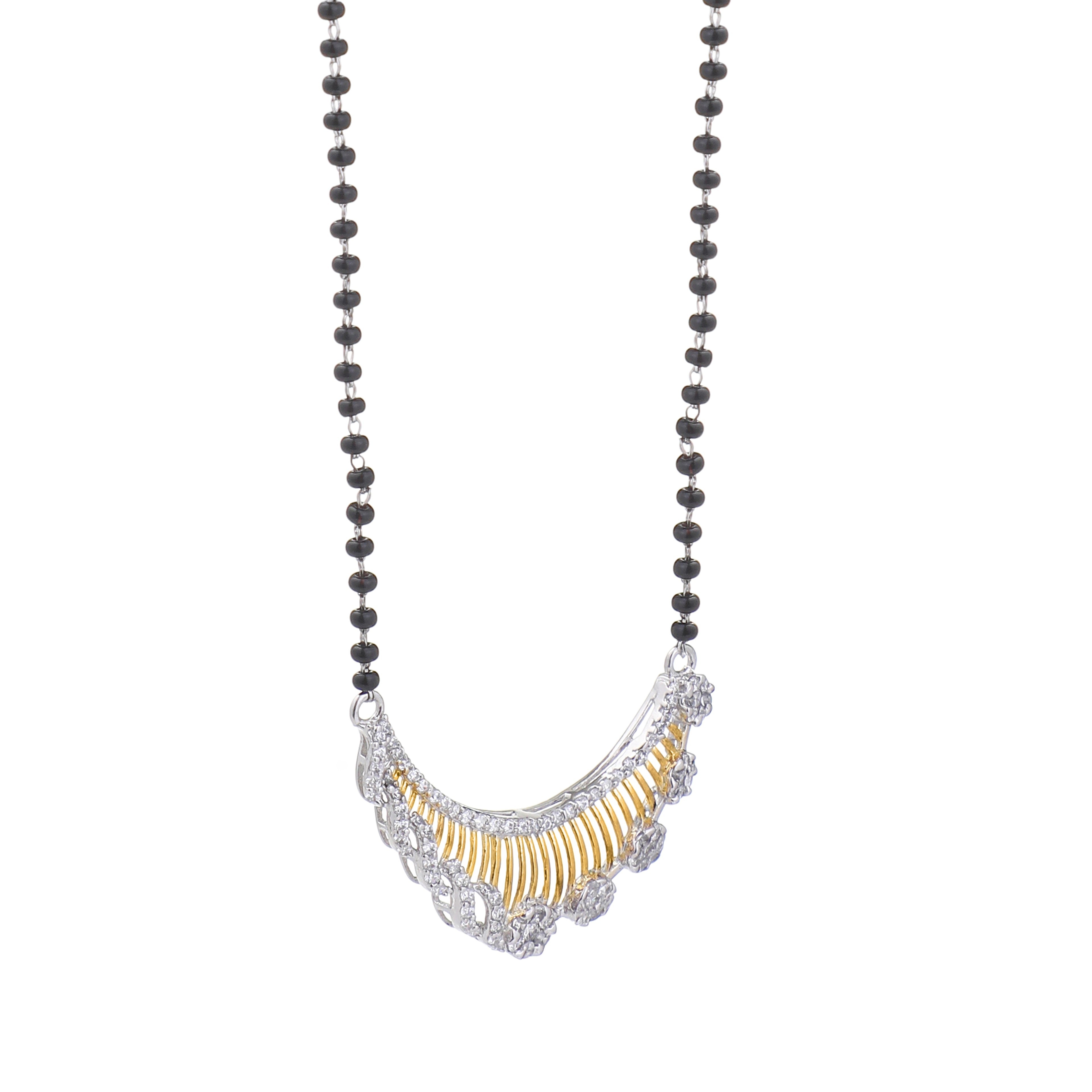 Zircons Embedded Cluster 925 Sterling Silver Mangalsutra