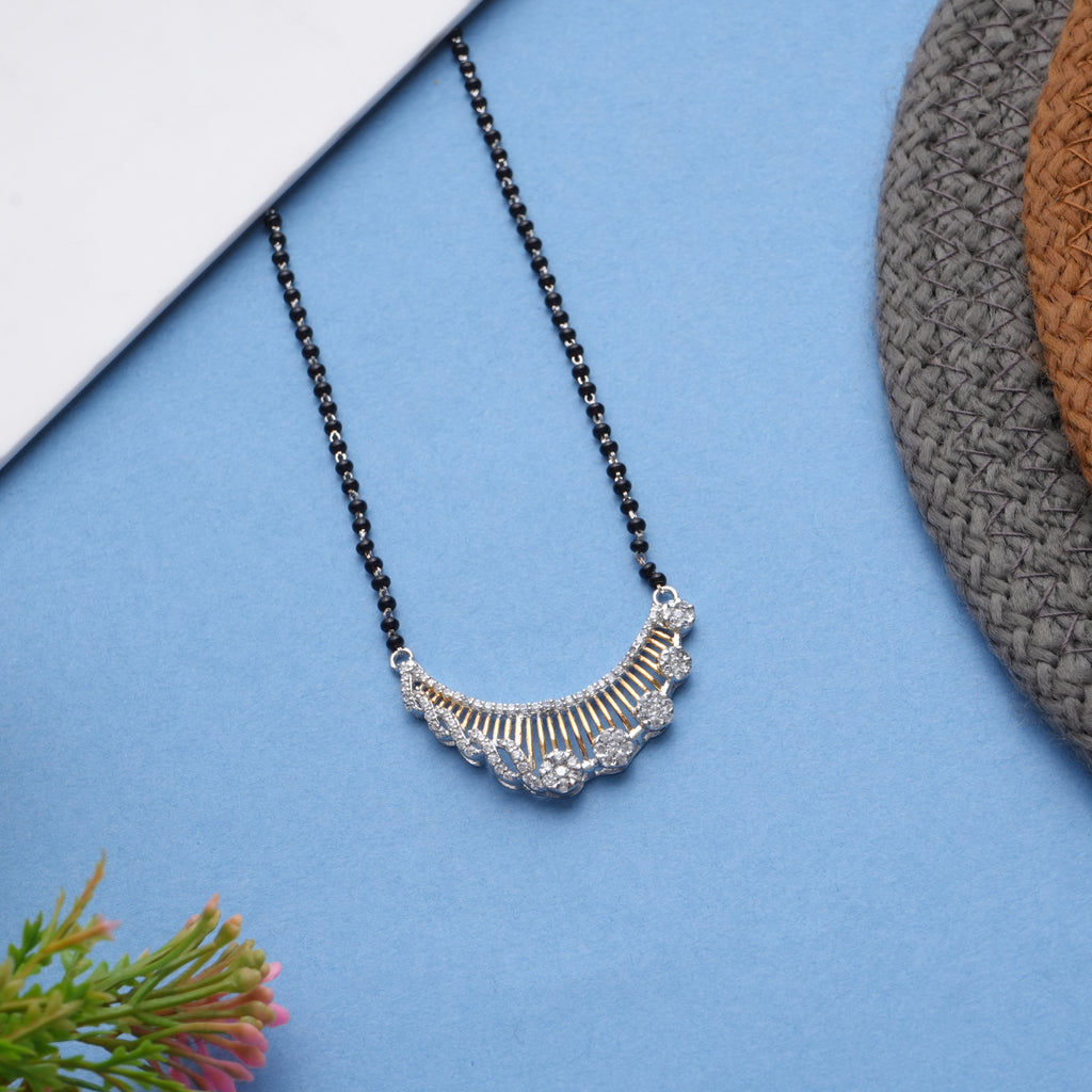 Zircons Embedded Cluster 925 Sterling Silver Mangalsutra