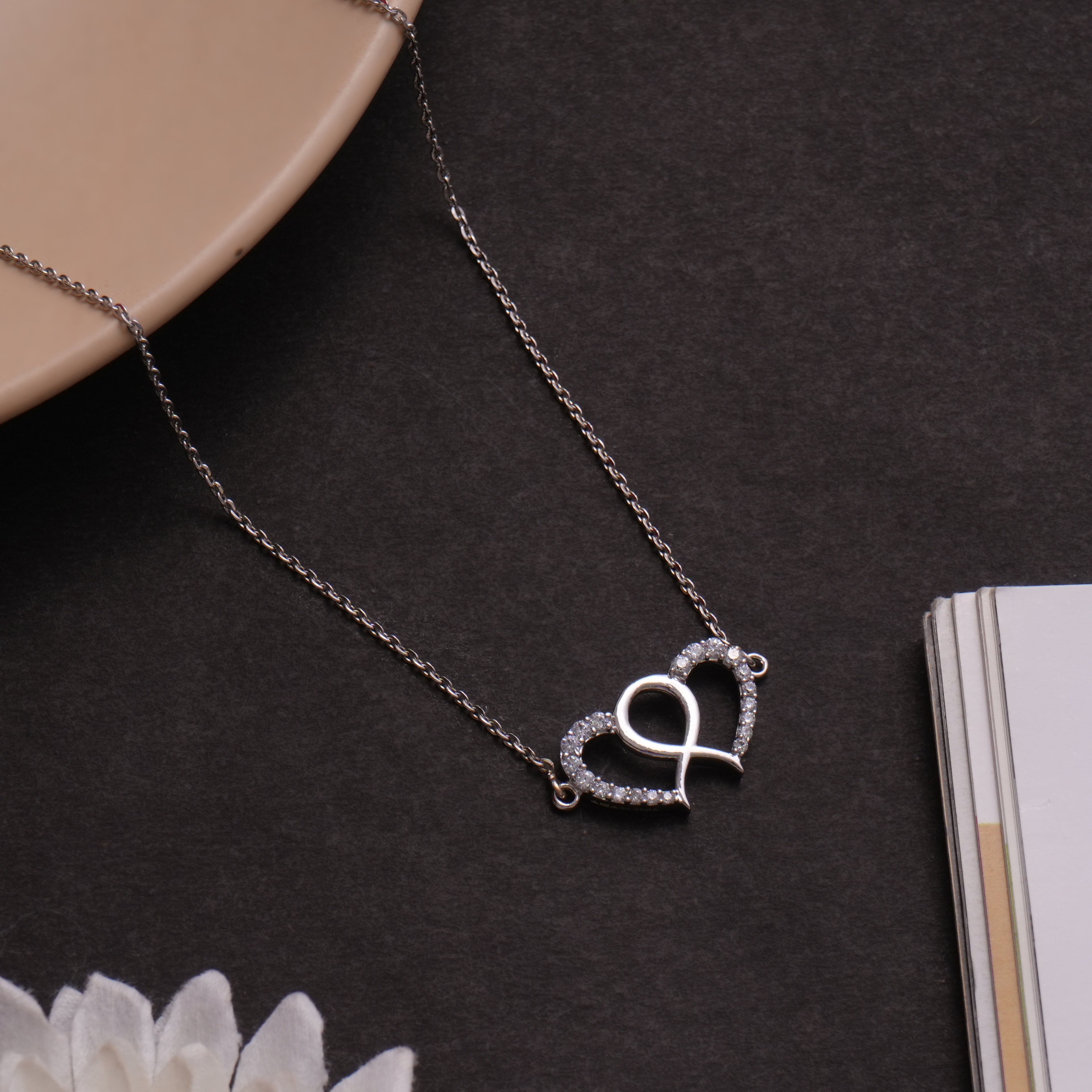 Interlinked Twin Heart 925 Sterling Silver Pendant