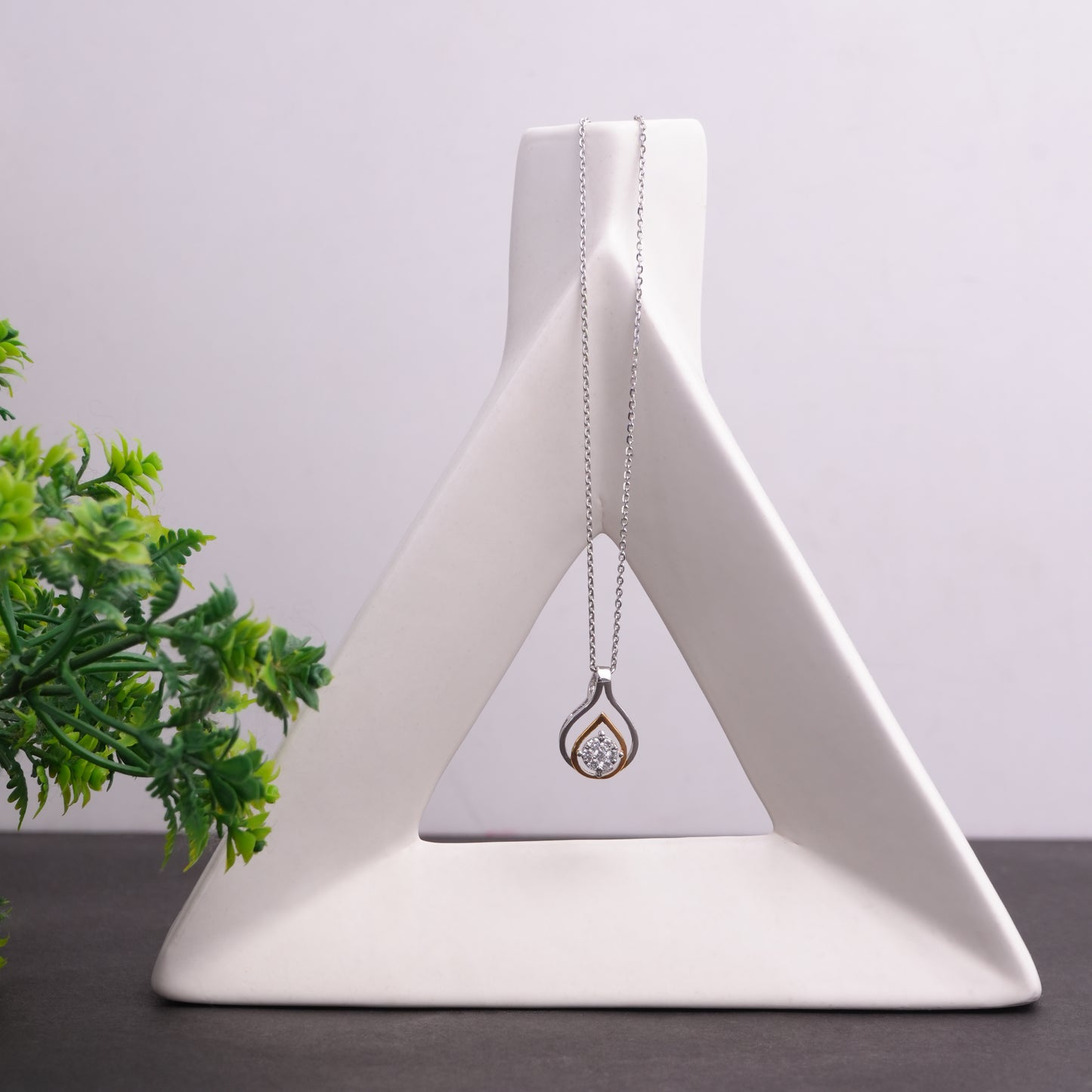 Two Tone Teardrop 925 Sterling Silver Pendant