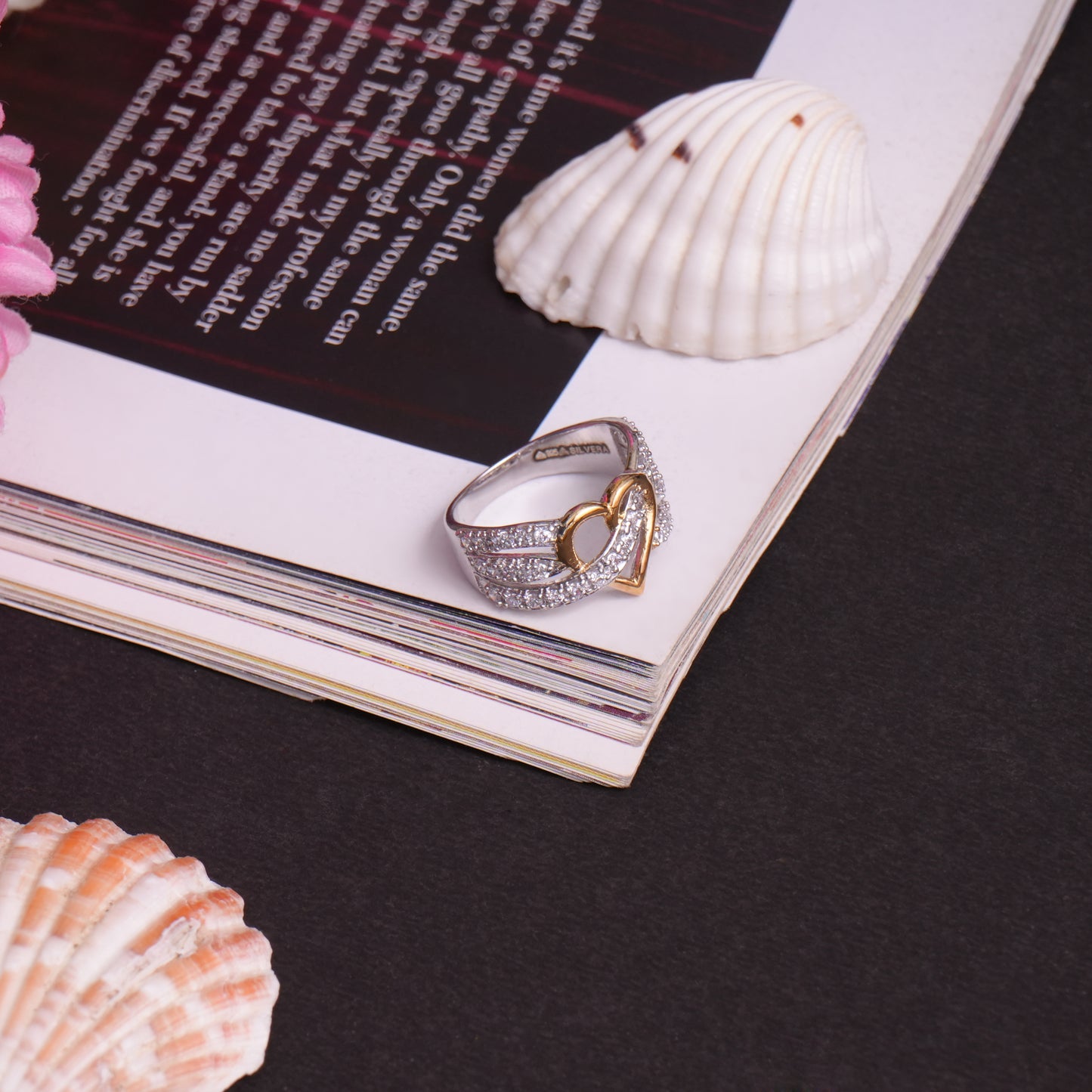 Aligned Heartset Line 925 Sterling Silver Ring