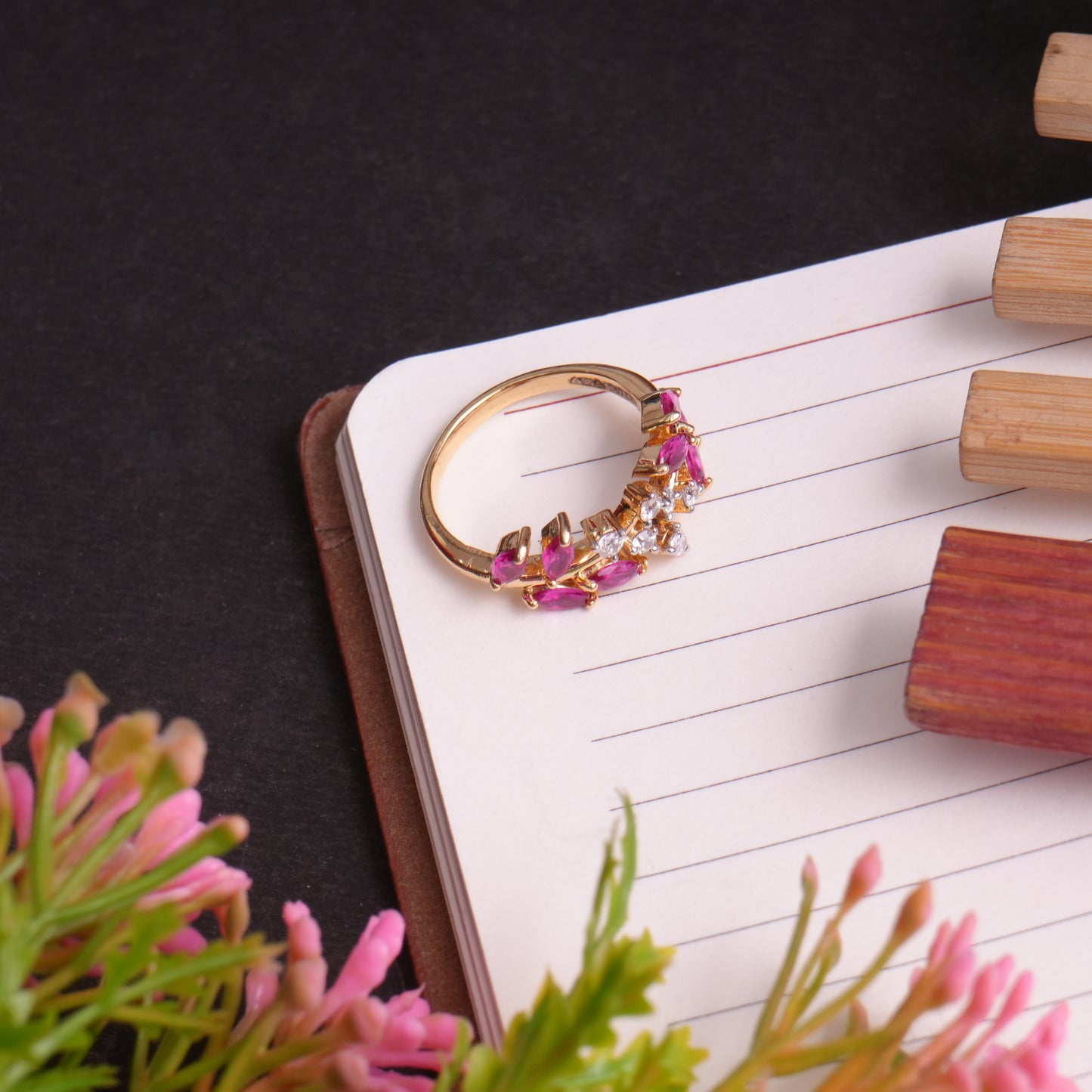 Crimson Regal Petal 925 Sterling Silver Ring