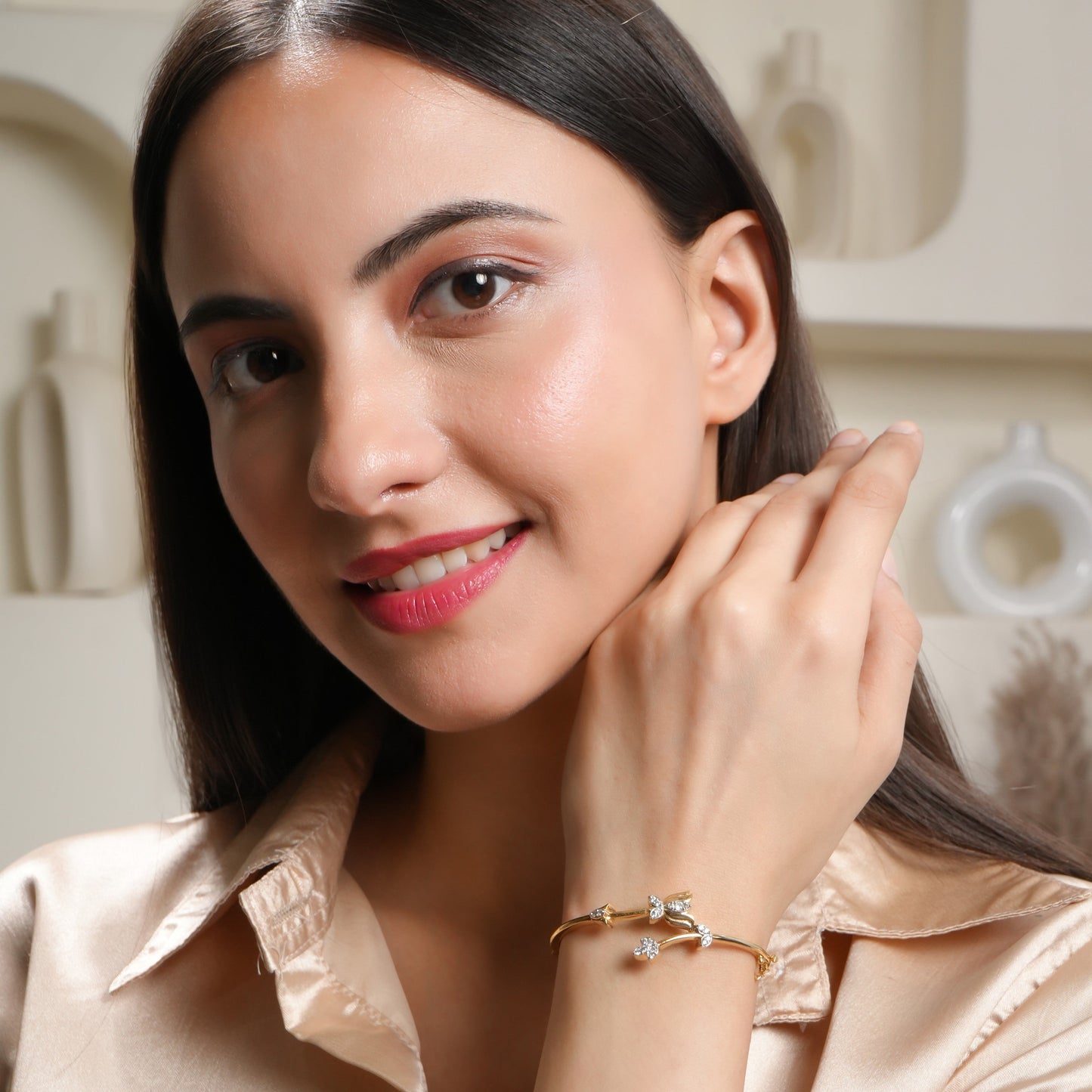 Golden Lotus 925 Sterling Silver Bracelet