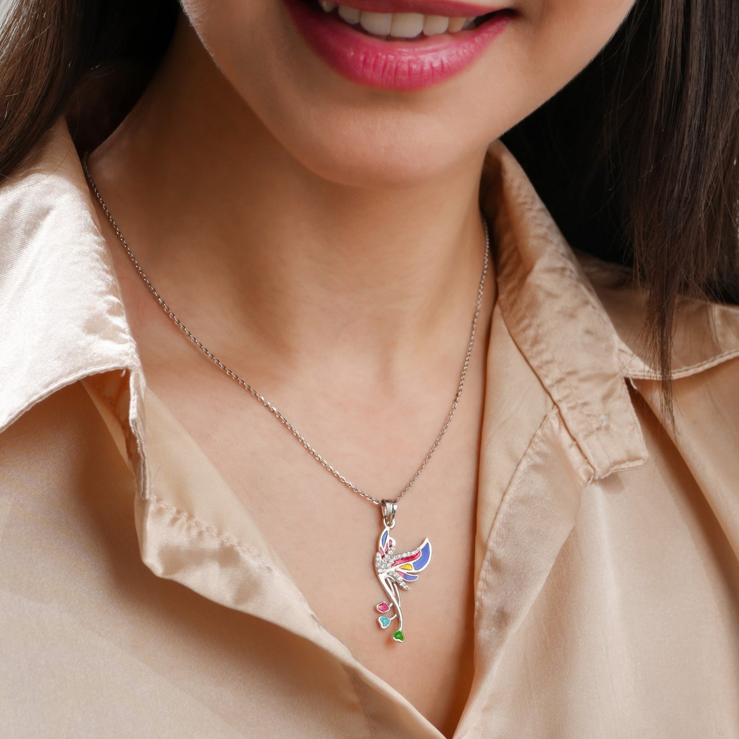 Rainbow Plumage 925 Sterling Silver Pendant