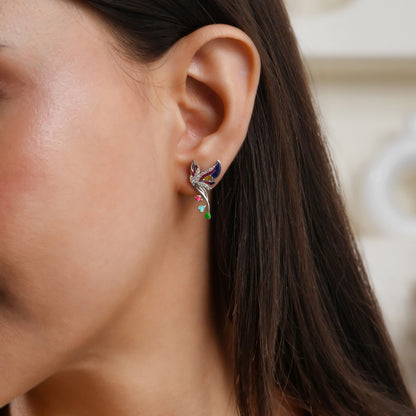 Rainbow Plumage 925 Sterling Silver Earrings: