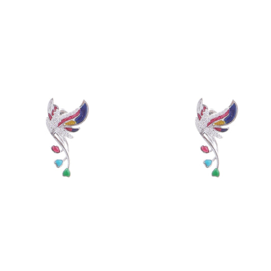 Rainbow Plumage 925 Sterling Silver Earrings: