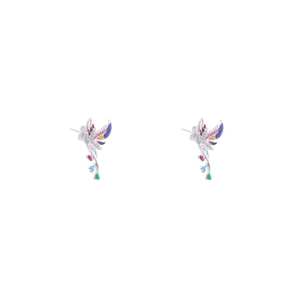 Rainbow Plumage 925 Sterling Silver Earrings: