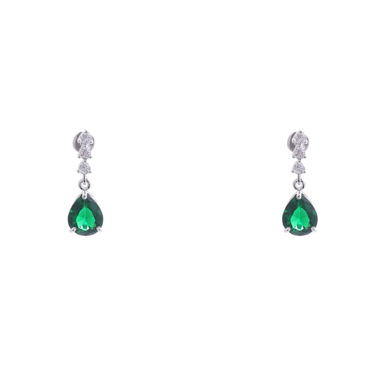 Emerald Glint 925 Sterling Silver Earrings