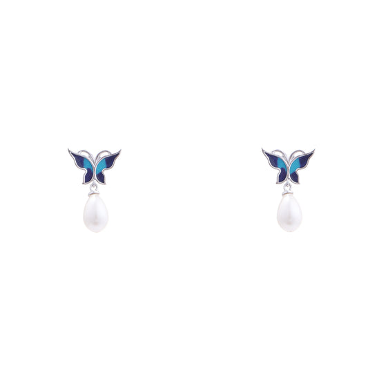 Pearlwing Butterfly 925 Sterling Silver Earrings