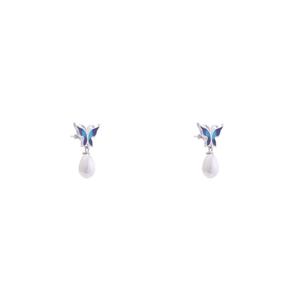 Pearlwing Butterfly 925 Sterling Silver Earrings