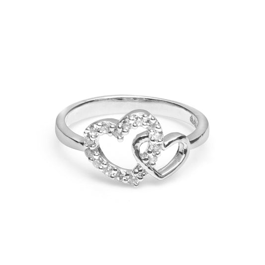 Minimal Double Heart 925 Sterling Silver Ring